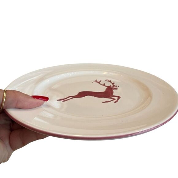 Ruby Red Deer Gourmet Breakfast Plate 8 5/8” Gmundner Keramik NWT - Picture 2 of 9